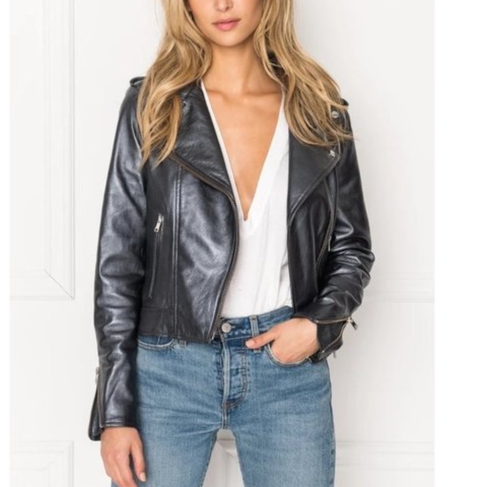 LAMARQUE DONNA Leather Biker Jacket